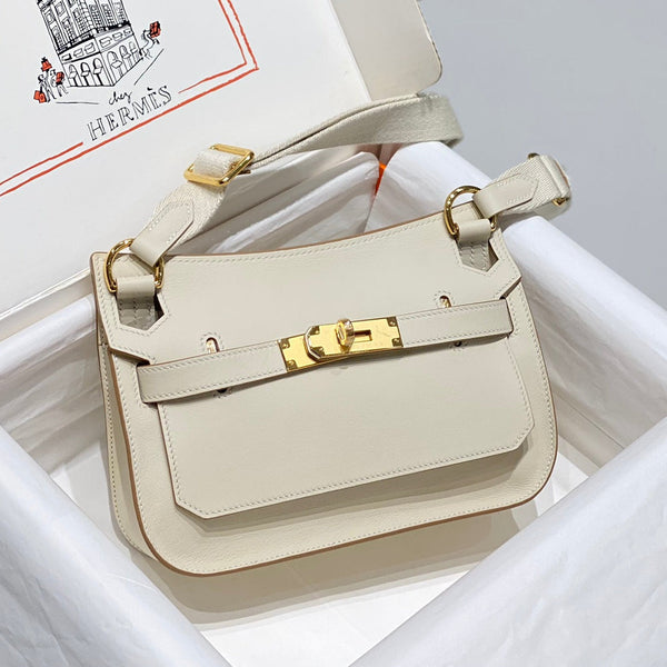 HM JYPSIERE SHOULDER BAG 23 IN BEIGE CALFSKIN GOLD HARDWARE